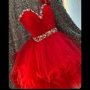 big red cocktail dress